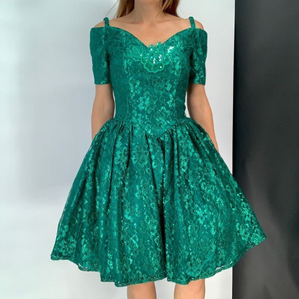 GUNNE SAX green lace dress sz s